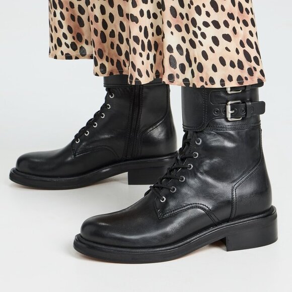 RAG & BONE RB Leather Buckle-Cuff Moto Boots Size 39, 9 NEW $675 - Picture 1 of 6